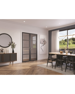 Seadec Ailesbury 4p Black Clear Ind. 6'6 x 2'4 Painted Black Door Clear Glass 1981 x 711 x 44mm