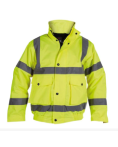 Hi-Vis Reflective Bomber Jacket Yellow - M