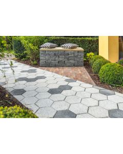Hexo Paving Block Silver Granite 200 x 230 x 60mm (29 Pcs per M2)