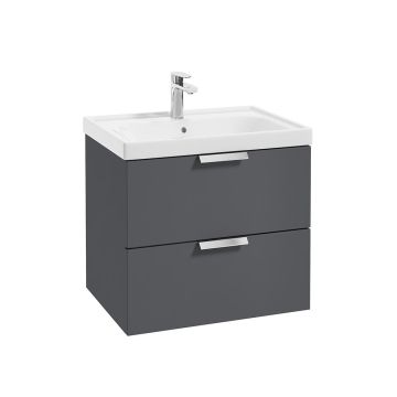 Stockholm Wall Hung Unit Midnight Grey Brushed Chrome Handle - 60cm 