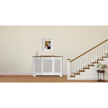 Tema Two Tone Classic AdjustableradiatorCab Large Radiator Cabinet Two Tone White & Oak Large
