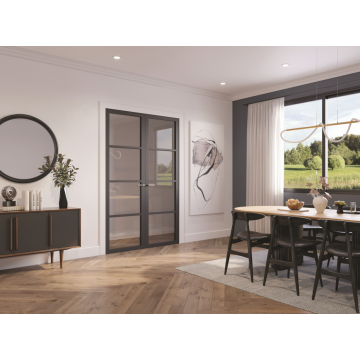 Seadec Ailesbury 4p Black Opaque Ind. 6'8 x 2'8 Painted Black Door Opaque Glass 2032 x 813 x 44mm