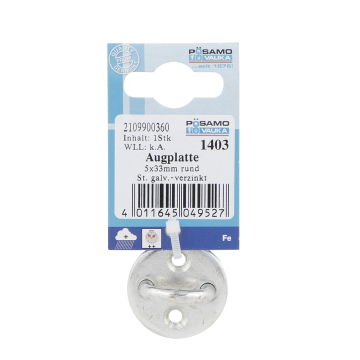 Posamo Eye Plate 5 x 33mm Round Shape zinc plated