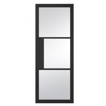 Indoors Seattle 3 Panel Clear Glazed Black Primed Door 78 Inch x 28 Inch (1981 x 711mm)