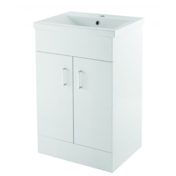 600 x 400 Plazza Vanity Unit White comes with Aztec Basin Mixer & Waste