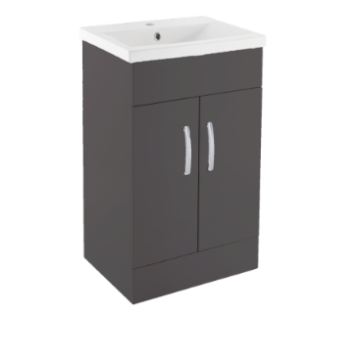 600 x 400 Plazza Vanity Unit Satin Black comes with Aztec Basin Mixer & Waste