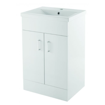 500 x 400 Plazza Vanity Unit White comes with Aztec Basin Mixer & Waste