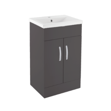 500 x 400 Plazza Vanity Unit Satin Black comes with Aztec Basin Mixer & Waste