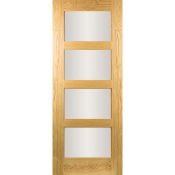 Seadec Oak Columbus 4p Shaker Clear 6'6 x 2'6 Oak Veneer Finish, Clear Glass
