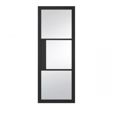 Indoors Seattle 3 Panel Clear Glazed Black Door - 80 Inch x 32 Inch (2032mm x 813mm)