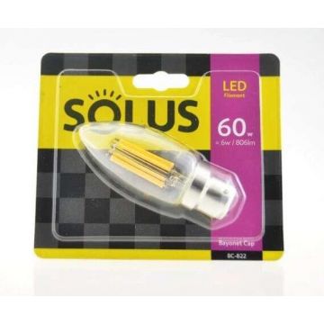 Solus 60w = 6w BC Clear Candle Xcross LED